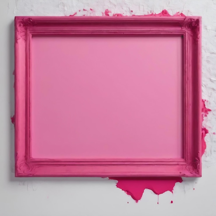 Photo cadre rose de peintures sur feuille blanche