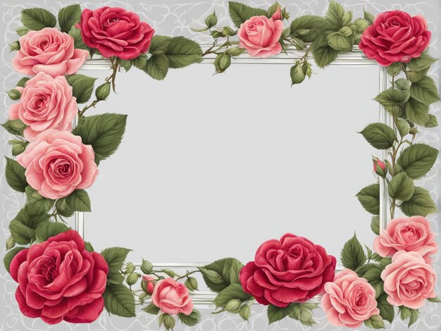 cadre avec des roses en fleurs dessinées à la main isolées sur un fond transparent