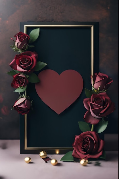 Cadre de Saint Valentin avec roses et espace de copie