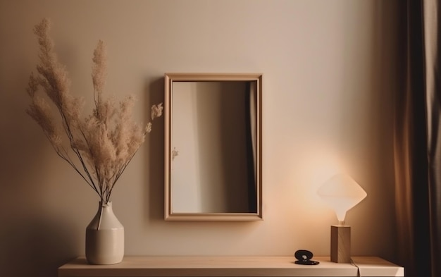 Cadre simple minimalisme beige sur le mur IA générative