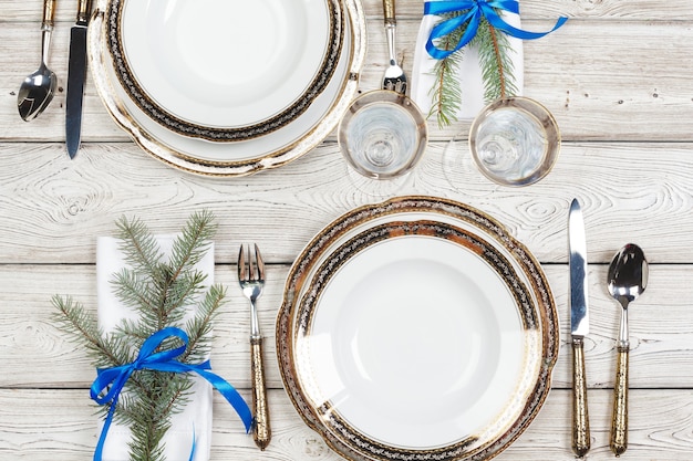 Cadre de table de noël rustique élégant d'en haut