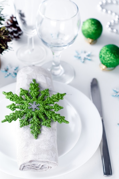 Cadre de table de Noël en vert