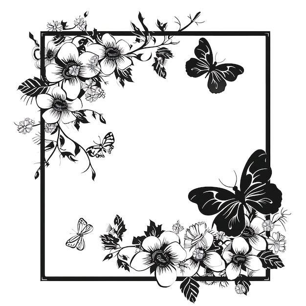 Cadre de tableau Cadre d'art CNC avec des dessins de fleurs et de papillons Sma CNC découpé contour tatouage