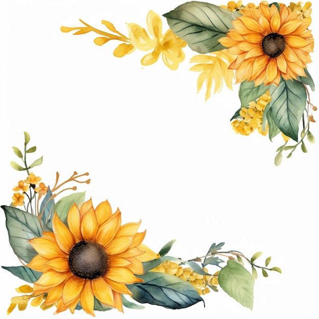 cadre de tournesol aquarelle