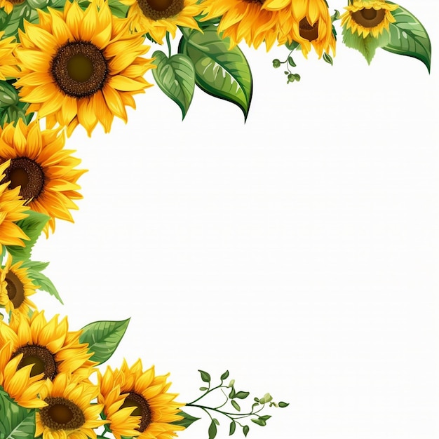 cadre de tournesols aquarelle carré