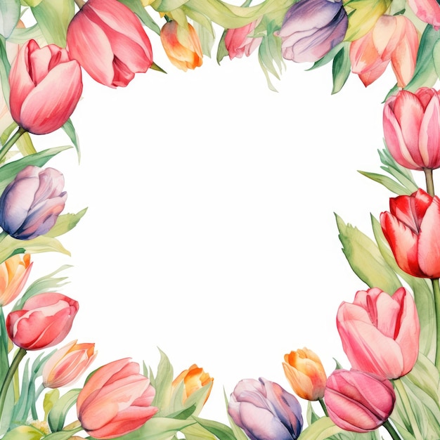 Cadre de tulipes aquarelle