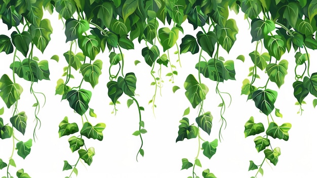 Cadre de végétation suspendue tropicale avec des vignes de lianes de jungle et du feuillage Cartoon d'illustration moderne frontière des branches rampantes des arbres de la forêt tropicale