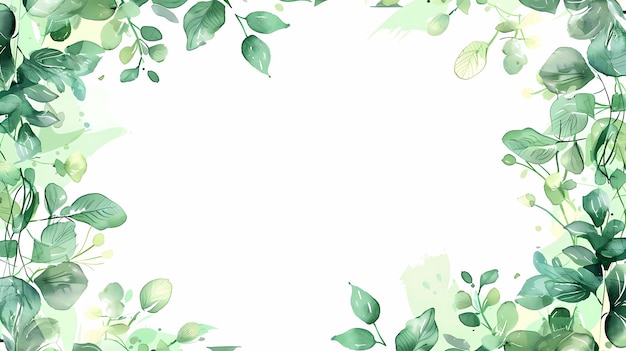 Cadre vert à feuilles avec un design frais inspiré de la nature sur un fond blanc