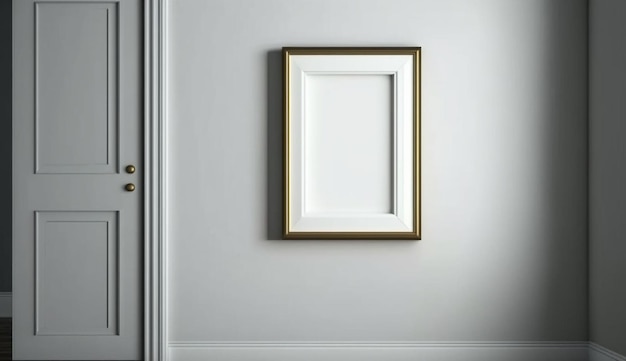 Cadre vide blanc simple et élégant moderne sur le mur gris