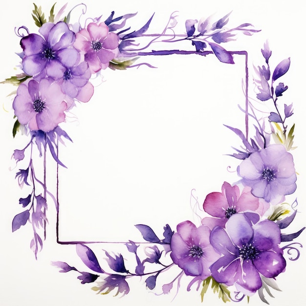 Photo cadre violet aquarelle