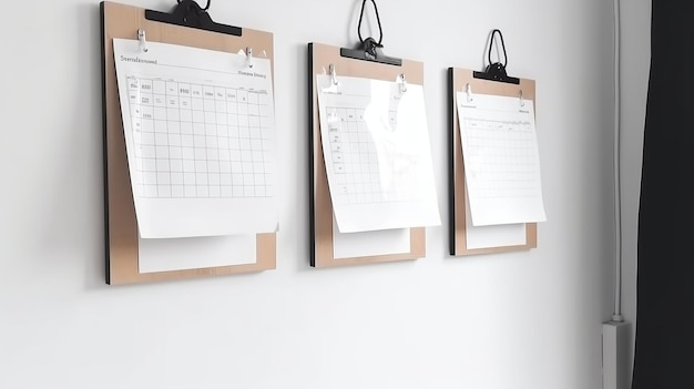 Cadres de calendrier papier vierge sur mur blanc