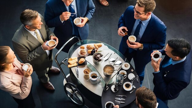 Photo des cadres en pause-café.