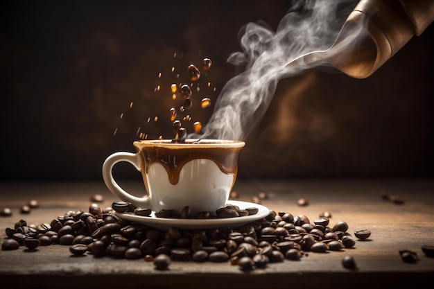 Café arôme boisson brun petit déjeuner expresso tasse tasse matin haricot Generative AI