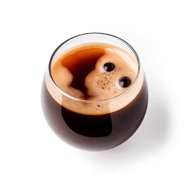 Café au cognac Espresso dans un verre sur fond blanc gros plan Éblouissement Un verre de café noir