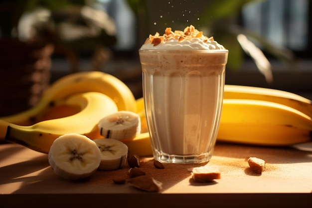 Café à la banane mélangé au café de la plage Image générée par AI