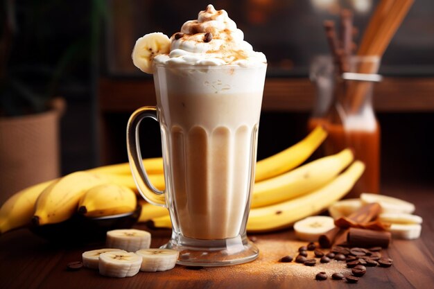 Café à la banane mélangé sur la table Image générée par AI