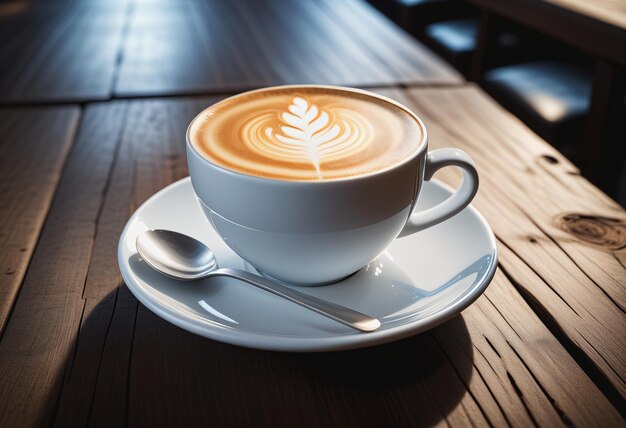 Café chaud sur une table en bois