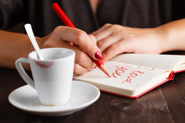 Café chaud et trace de rouge à lèvres