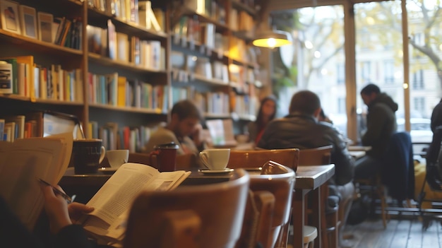 Photo un café confortable avec une atmosphère chaleureuse et accueillante parfait pour se détendre et profiter d'un bon livre