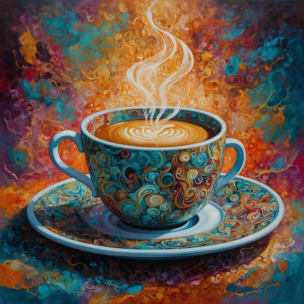Café dans une tasse colorée
