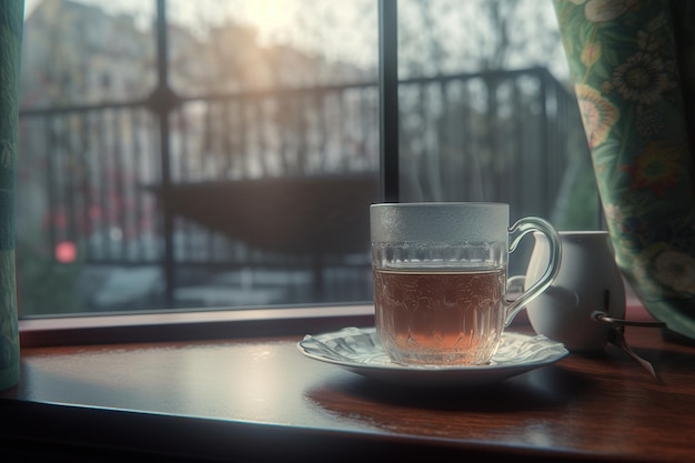 Café du matin sur la table le matin Généré par l'IA