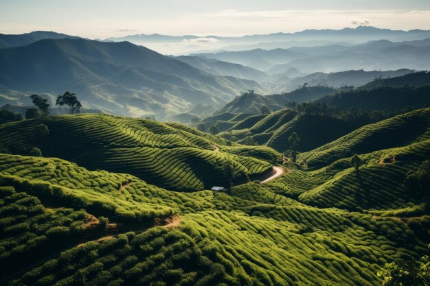 Photo le café du paradis une vue d'oiseau sur l'enchantant paysage des collines du café de manizales, en colombie