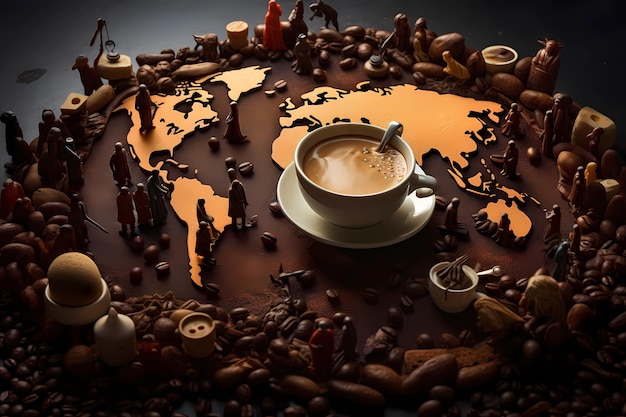 Photo le café est une boisson mondiale une tasse de café photo de haute qualité