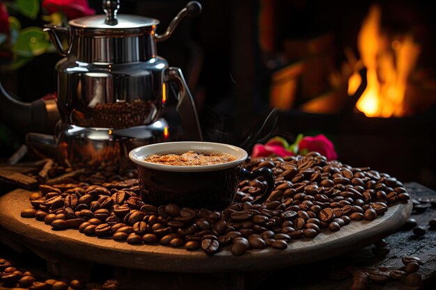 Café exprès frais dans la lumière douce du matin IA génératif