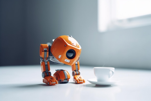 Café expresso du matin et robot Generated Ai