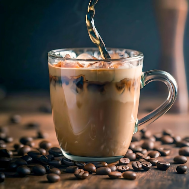 Café fumé chaud dans une tasse