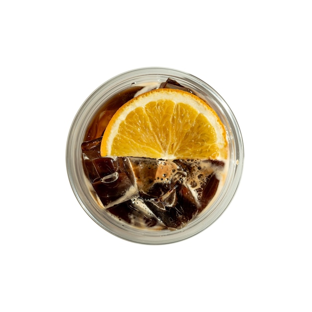Photo café glacé au citron sur la table du café mise au point sélective