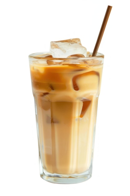 Un café glacé rafraîchissant avec de la paille
