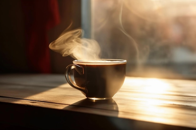 Café infusé sur une table en bois