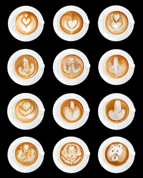 Café latte art sur fond marron