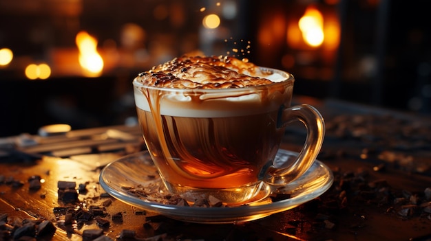 Café latte ou chocolat chaud renversé