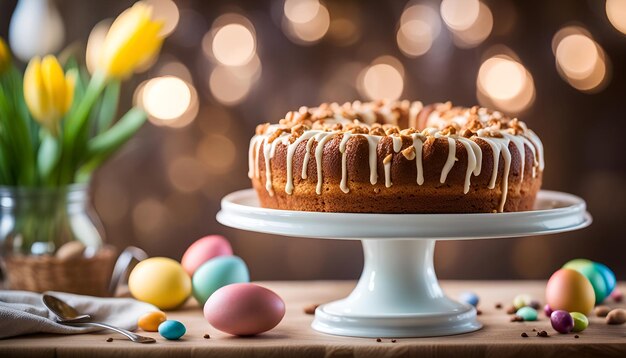 Photo un café maison sain, un gâteau prêt pour pâques.