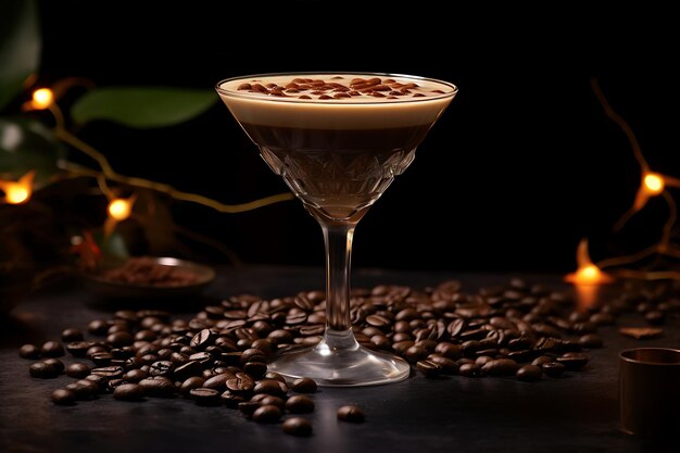 Photo café martini avec des grains de café