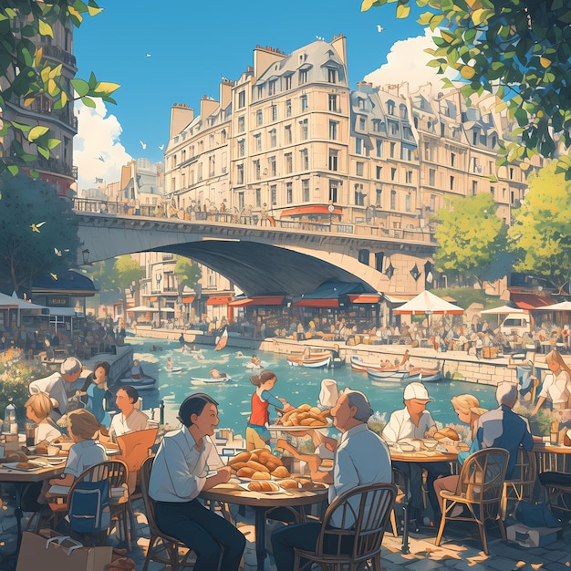Un café parisien dynamique Vie de loisirs