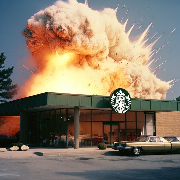 Photo un café starbucks avec un panneau starbucks à l'arrière-plan