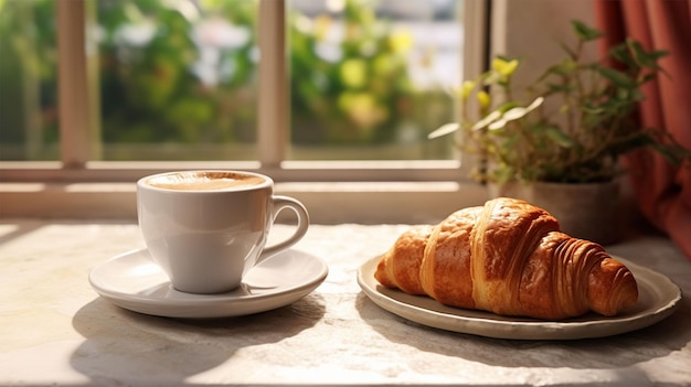 Café tard et croissant