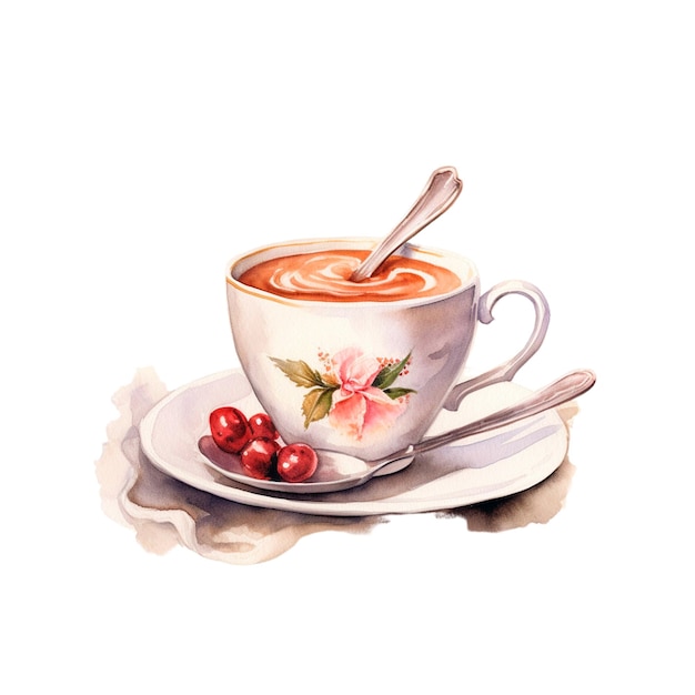 café une tasse de café café café à la crème café à la crème café de style aquarelle