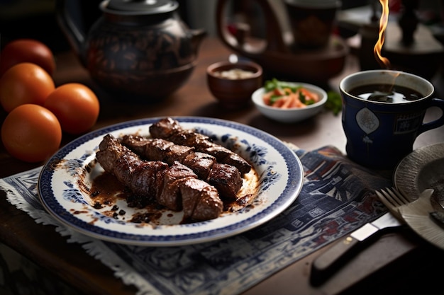 Photo un café turc avec du kebab