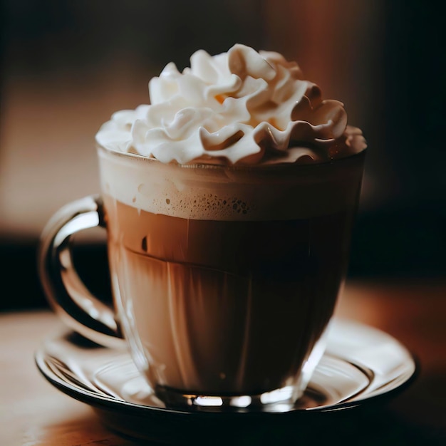 Caffee latte avec crème fouettée