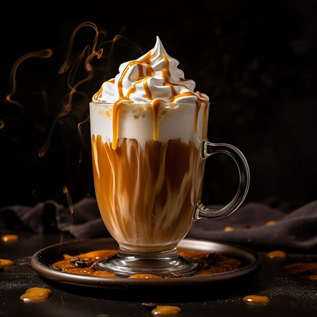 Caffee latte avec crème fouettée