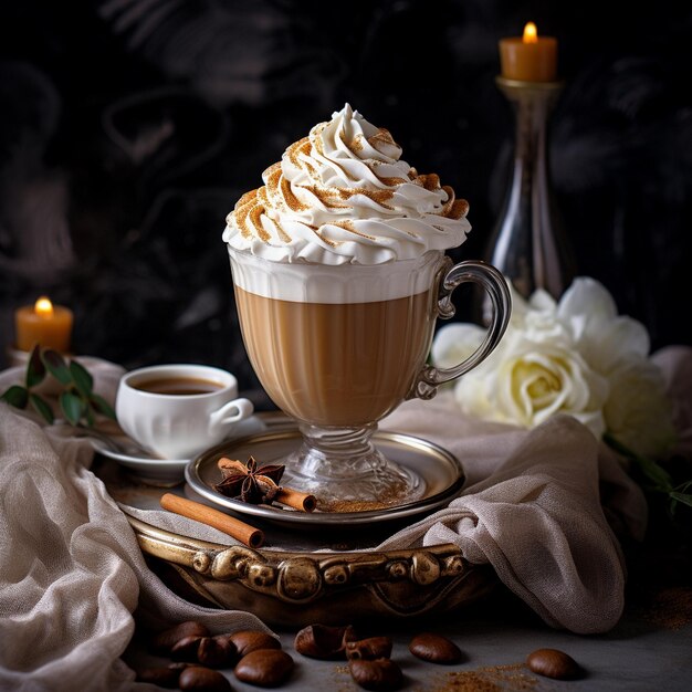 Caffee latte avec crème fouettée