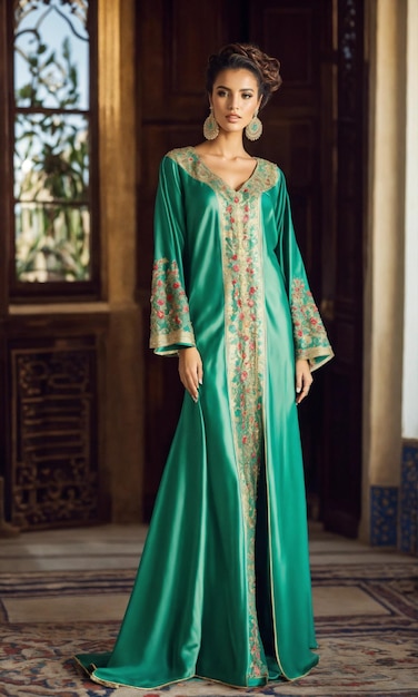 Caftan traditionnel de style marocain bustier sans manches haute couture design de mode de luxe