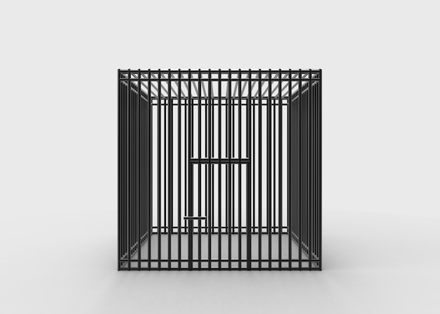 Cage de fil d&#39;acier carré noir sur fond gris.