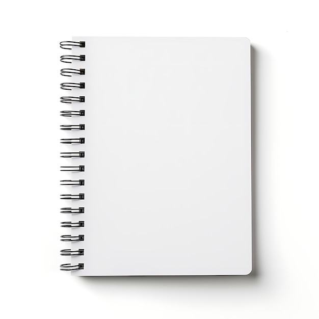 Un cahier blanc sur fond blanc .