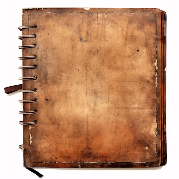 un cahier en cuir brun avec une couverture en spirale