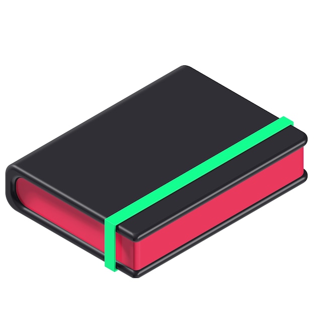 cahier isométrique 3D noir, rouge et vert